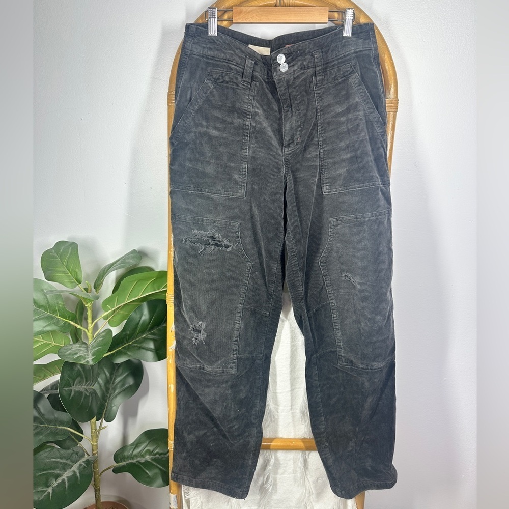 Anthropologie Pilcro The Wanderer Grey Corduroy Barrel Pants s 29